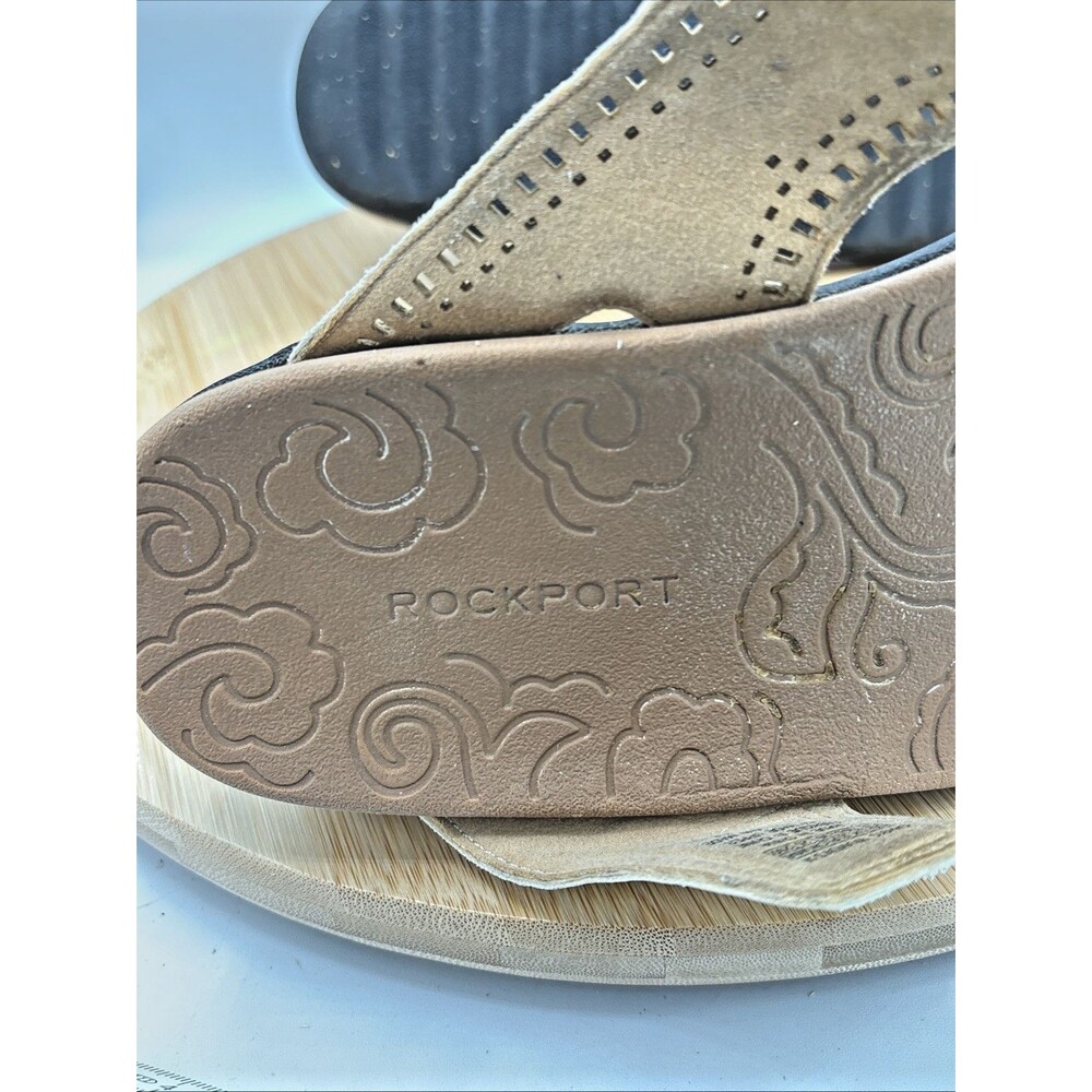 Rockport Ridge Slide Sandals Women 8 White Laser Cut Adjustable Comfort Thong - Picture 10 of 11